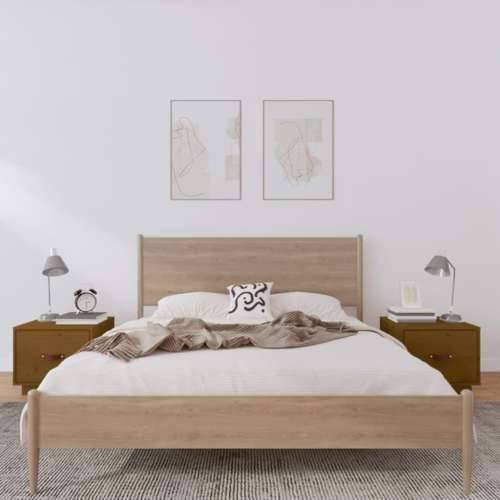 Noćni ormarići 2 kom boja meda 40x34x35 cm od masivne borovine - boja meda 2 Cijena