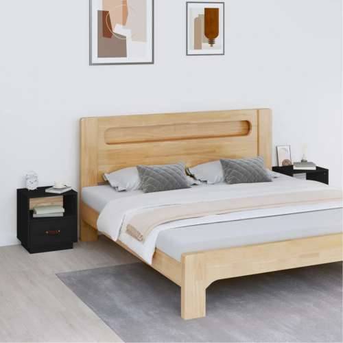 Noćni ormarići 2 kom crna 40 x 34 x 45 cm od masivne borovine - Crna 2 Cijena