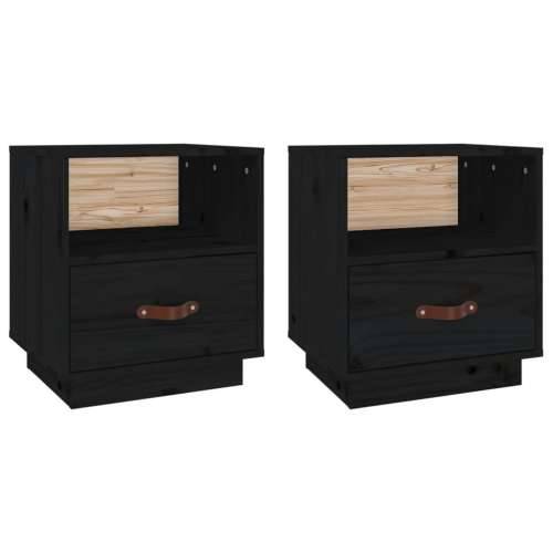 Noćni ormarići 2 kom crna 40 x 34 x 45 cm od masivne borovine - Crna 2 Cijena