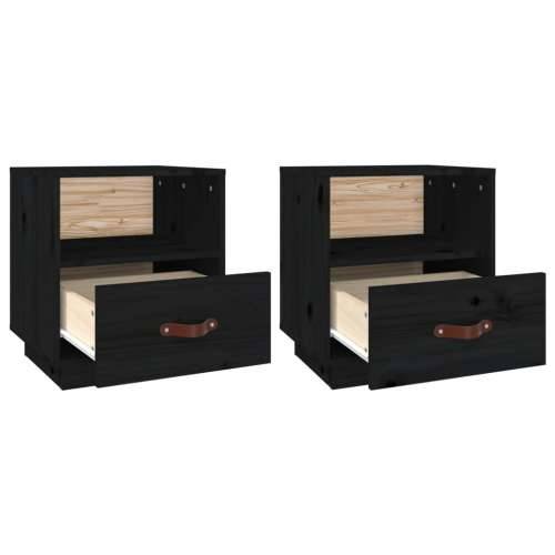 Noćni ormarići 2 kom crna 40 x 34 x 45 cm od masivne borovine - Crna 2 Cijena