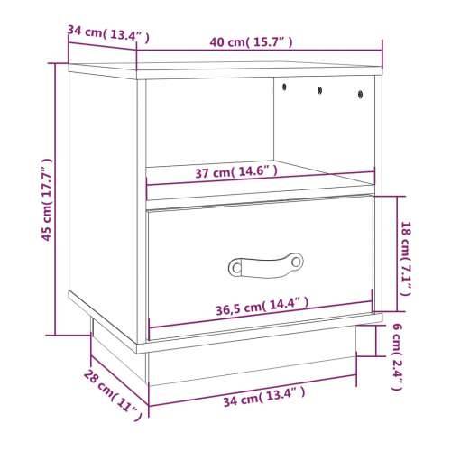 Noćni ormarići 2 kom crna 40 x 34 x 45 cm od masivne borovine - Crna 2 Cijena