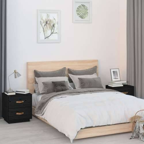 Noćni ormarići 2 kom crna 40 x 34 x 45 cm od masivne borovine - Crna 2 Cijena