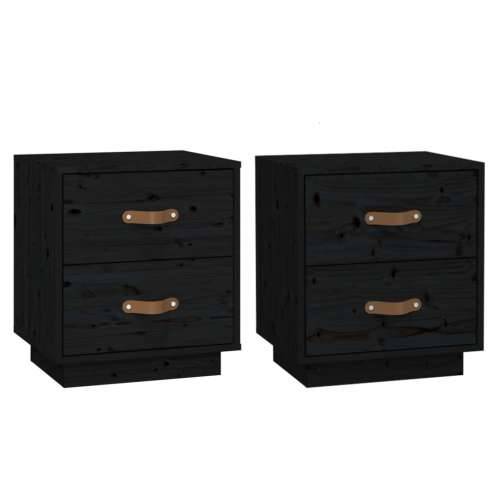 Noćni ormarići 2 kom crna 40 x 34 x 45 cm od masivne borovine - Crna 2 Cijena