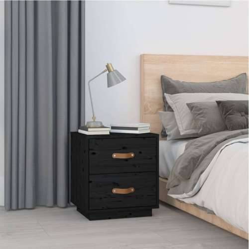 Noćni ormarići 2 kom crna 40 x 34 x 45 cm od masivne borovine - Crna 2 Cijena