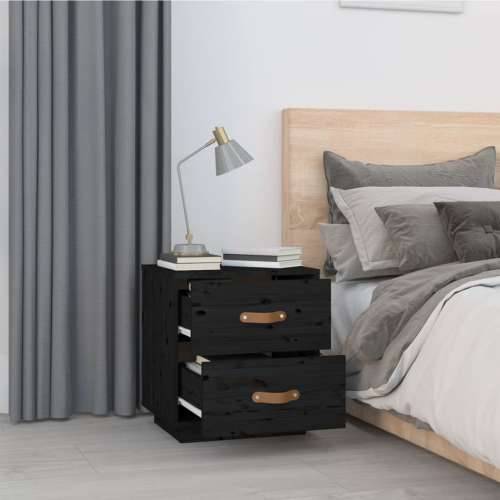 Noćni ormarići 2 kom crna 40 x 34 x 45 cm od masivne borovine - Crna 2 Cijena