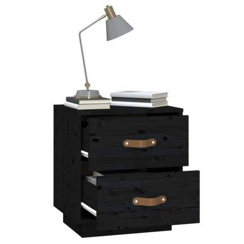 Noćni ormarići 2 kom crna 40 x 34 x 45 cm od masivne borovine - Crna 2 Cijena