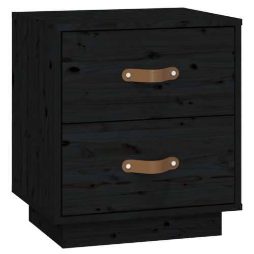 Noćni ormarići 2 kom crna 40 x 34 x 45 cm od masivne borovine - Crna 2 Cijena