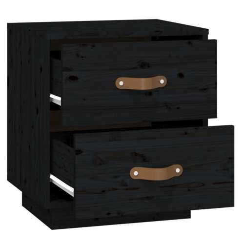 Noćni ormarići 2 kom crna 40 x 34 x 45 cm od masivne borovine - Crna 2 Cijena