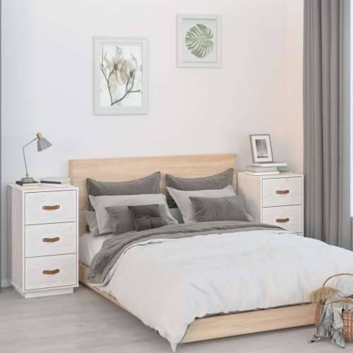 Noćni ormarići 2 kom bijeli 40x40x75 cm od masivne borovine - Bijela 2 Cijena