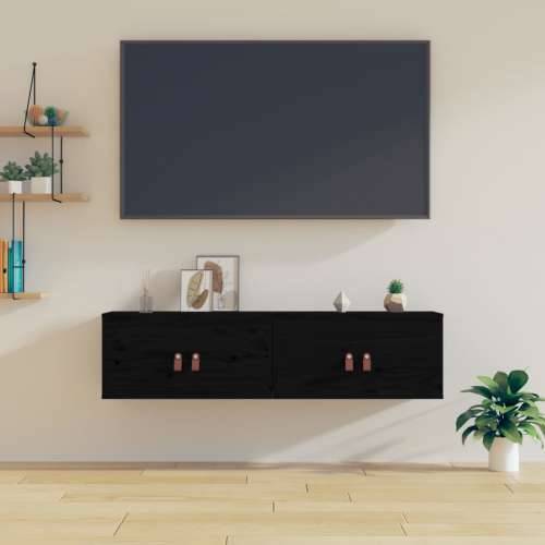 Zidni ormarići 2 kom crni 60x30x30 cm od masivne borovine - Crna 2 1 Cijena
