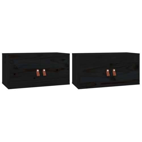 Zidni ormarići 2 kom crni 60x30x30 cm od masivne borovine - Crna 2 1 Cijena