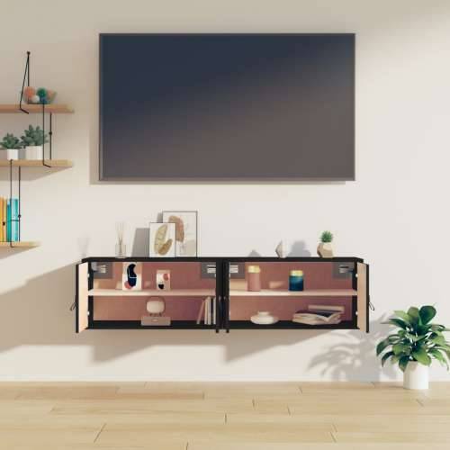 Zidni ormarići 2 kom crni 60x30x30 cm od masivne borovine - Crna 2 1 Cijena