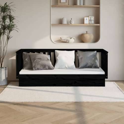 Dnevni ležaj crni 90 x 190 cm od masivne borovine - Crna 90 x 190 cm Cijena