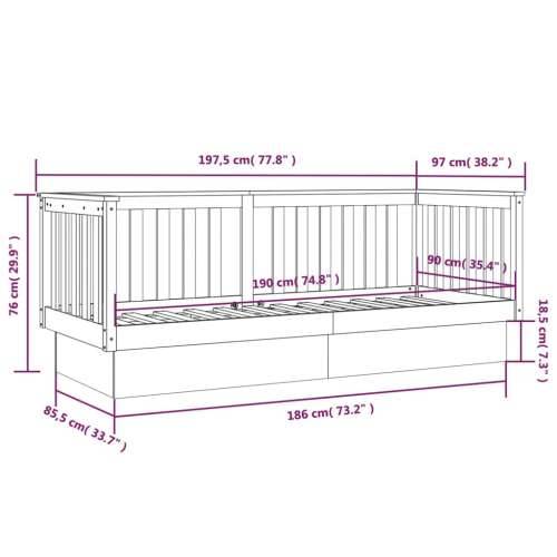 Dnevni ležaj crni 90 x 190 cm od masivne borovine - Crna 90 x 190 cm Cijena