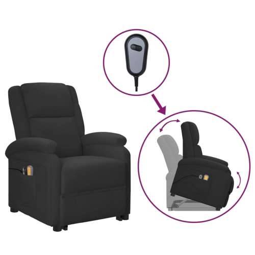 Električna masažna fotelja na podizanje od umjetne kože crna Cijena