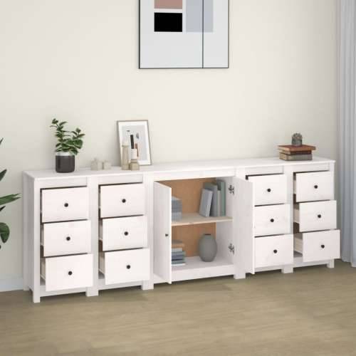 Komoda bijela 230 x 35 x 80 cm od masivne borovine - Bijela 1 Cijena