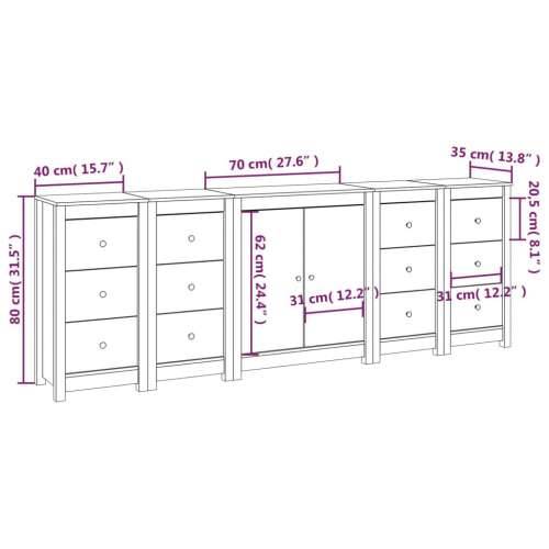 Komoda bijela 230 x 35 x 80 cm od masivne borovine - Bijela 1 Cijena