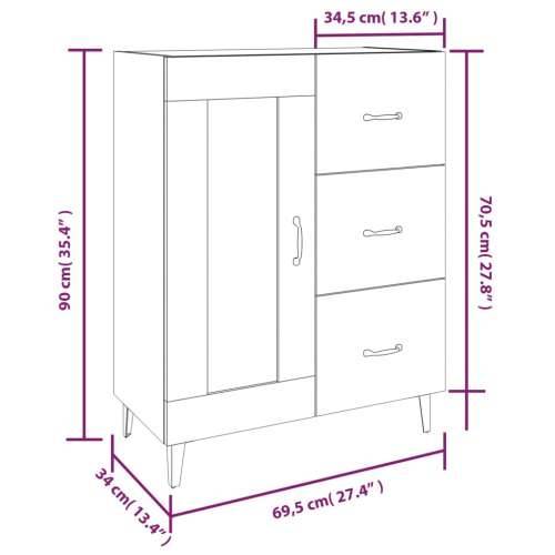 Komoda boja smeđeg hrasta 69,5 x 34 x 90 cm konstruirano drvo - Smeđi hrast 1 Cijena