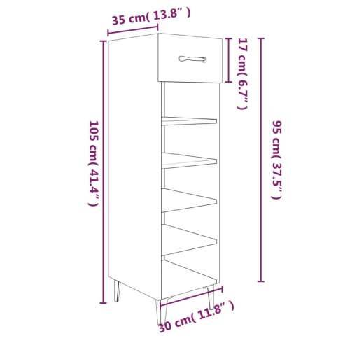 Ormarić za cipele boja hrasta 30x35x105 cm konstruirano drvo - Sivi hrast sonoma 1 Cijena