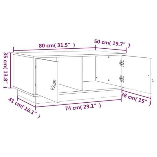Stolić za kavu sivi 80 x 50 x 35 cm od masivne borovine - Siva 1 Cijena