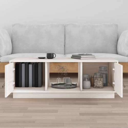 Stolić za kavu bijeli 100 x 50 x 35 cm od masivne borovine - Bijela 1 Cijena