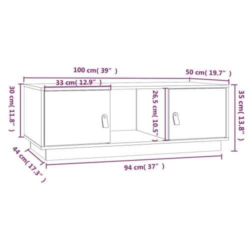 Stolić za kavu bijeli 100 x 50 x 35 cm od masivne borovine - Bijela 1 Cijena