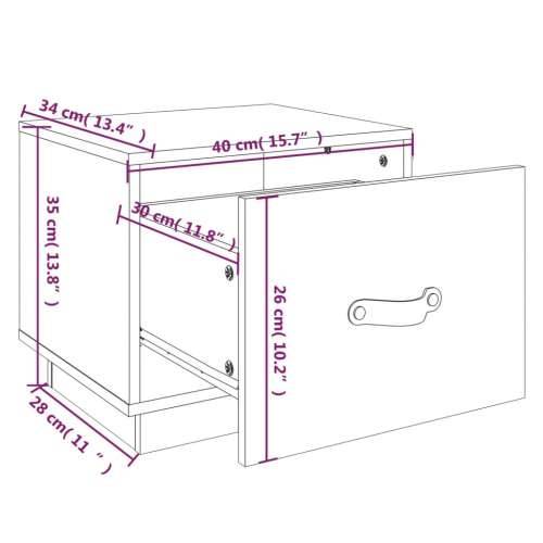 Noćni ormarić sivi 40 x 34 x 35 cm od masivne borovine - Siva 1 Cijena