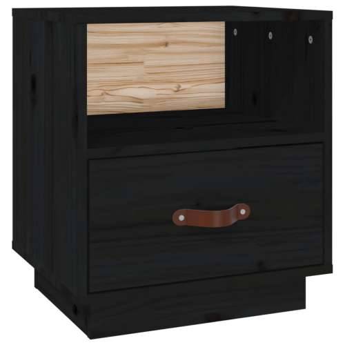 Noćni ormarić crni 40 x 34 x 45 cm od masivne borovine - Crna 1 Cijena
