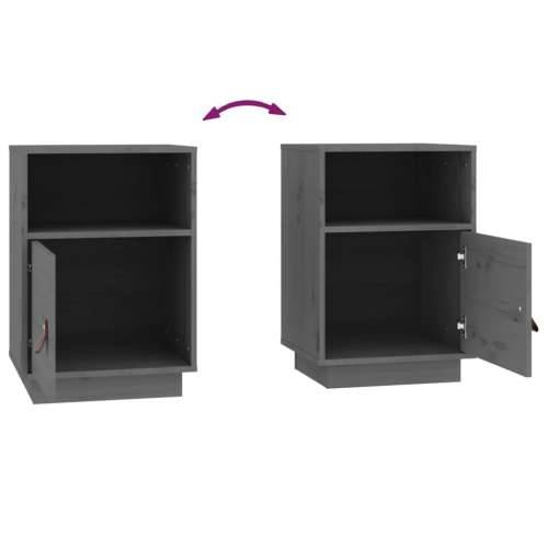 Noćni ormarići 2 kom sivi 40 x 34 x 55 cm od masivne borovine - Siva 2 Cijena