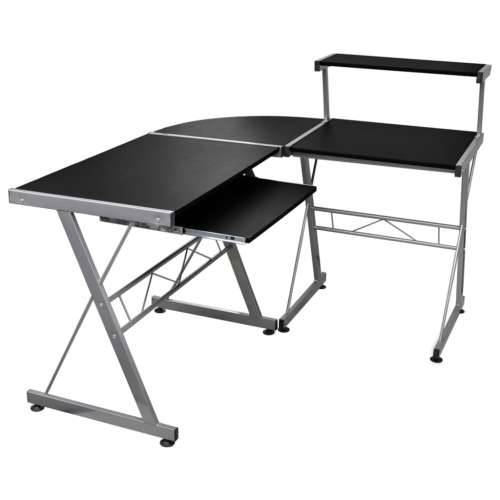 Kutni stol za računalo crni 132 x 112 x 99 cm konstruirano drvo Cijena