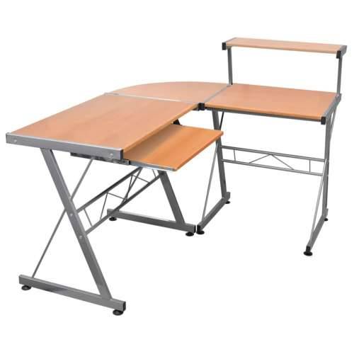 Kutni stol za računalo smeđi 132x112x99 cm konstruirano drvo Cijena