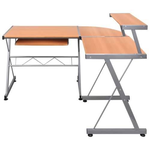 Kutni stol za računalo smeđi 132x112x99 cm konstruirano drvo Cijena