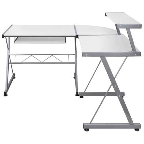 Kutni stol za računalo bijeli 132x112x99 cm konstruirano drvo Cijena