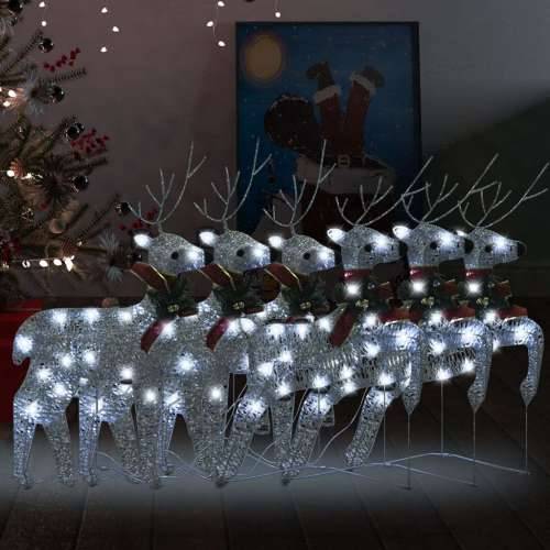 Božićni sobovi 6 kom srebrni 120 LED žarulja Cijena