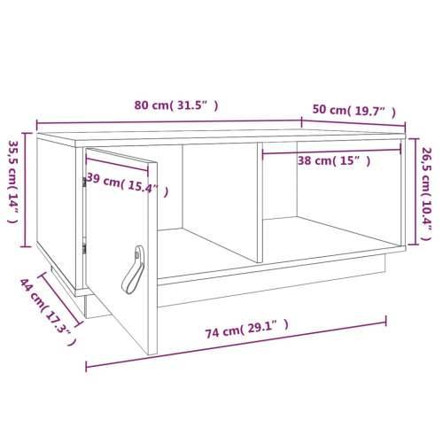 Stolić za kavu bijeli 80 x 50 x 35,5 cm od masivne borovine - Bijela 1 Cijena