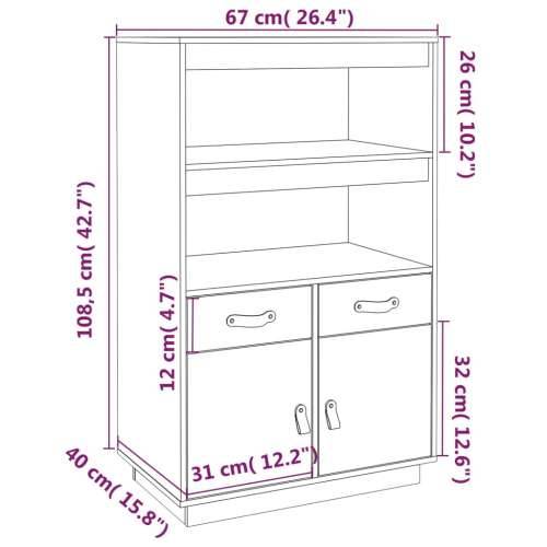 Visoka komoda 67 x 40 x 108,5 cm od masivne borovine - Prirodna 1 Cijena