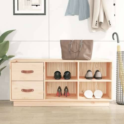 Klupa za cipele 100 x 34 x 45 cm od masivne borovine - Prirodna 1 Cijena