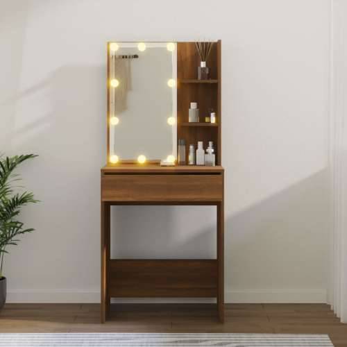 Toaletni stolić s LED svjetlima boja smeđeg hrasta 60x40x140 cm Cijena