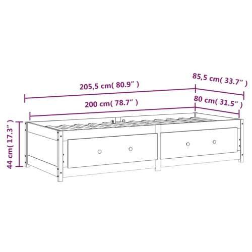 Dnevni krevet bez madraca 80 x 200 cm od masivne borovine - Prirodna 80 x 200 cm Cijena