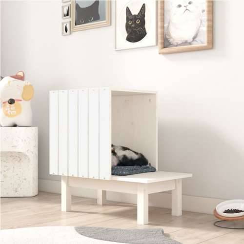 Kućica za mačke bijela 60 x 36 x 60 cm od masivne borovine - Bijela Cijena