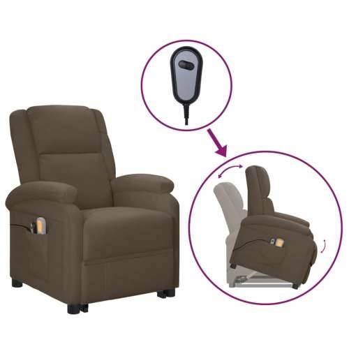 Električna masažna fotelja na podizanje od umjetne kože siva Cijena