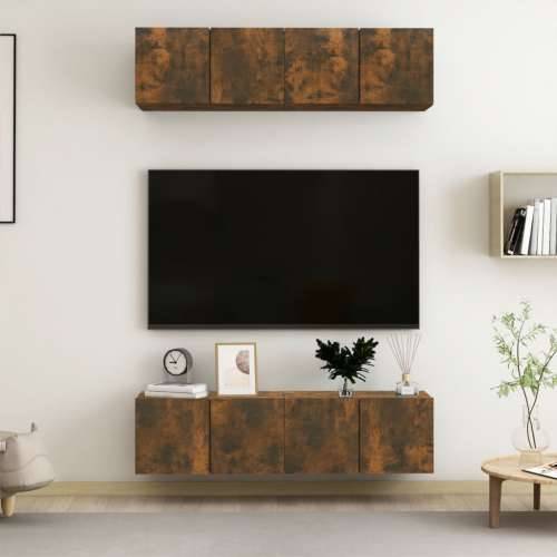 Zidni TV ormarići 4 kom boja hrasta 60 x 30 x 30 cm drveni - Dimljeni hrast 4 60 cm Cijena