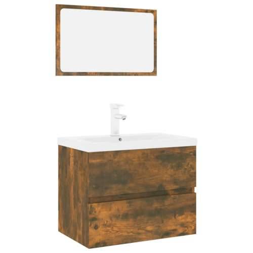 Set kupaonskog namještaja boja hrasta konstruirano drvo - Dimljeni hrast 60 x 38.5 x 45 cm Sa slavinom 1 Cijena
