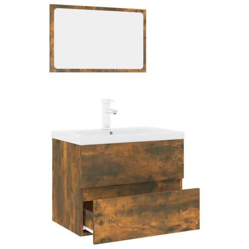 Set kupaonskog namještaja boja hrasta konstruirano drvo - Dimljeni hrast 60 x 38.5 x 45 cm Sa slavinom 1 Cijena