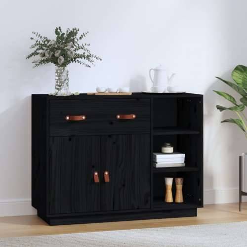 Komoda crna 98,5x40x75 cm od masivne borovine - Crna 1 Cijena