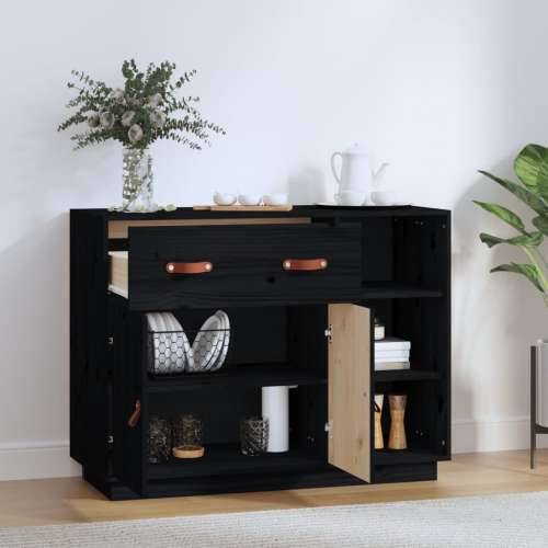 Komoda crna 98,5x40x75 cm od masivne borovine - Crna 1 Cijena