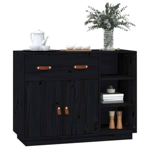 Komoda crna 98,5x40x75 cm od masivne borovine - Crna 1 Cijena
