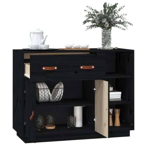 Komoda crna 98,5x40x75 cm od masivne borovine - Crna 1 Cijena