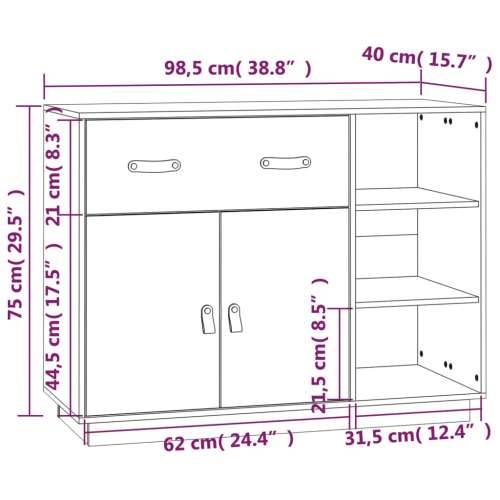 Komoda crna 98,5x40x75 cm od masivne borovine - Crna 1 Cijena