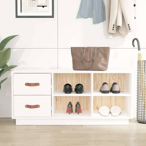 Klupa za cipele bijela 100 x 34x 45 cm od masivne borovine - Bijela 1 Cijena